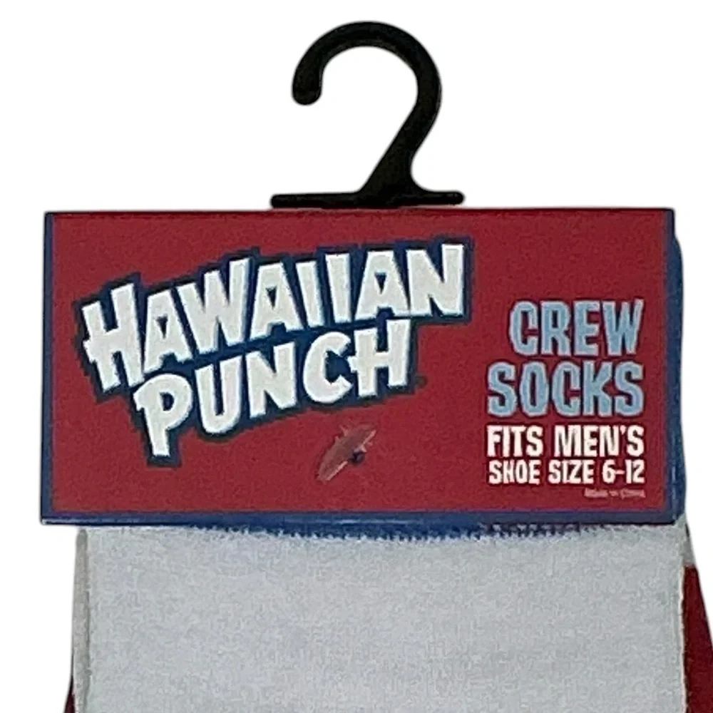 Hawaiian Punch Crew Socks Mens Novelty Funny Print Unisex OS Shoe Size 6-12 New